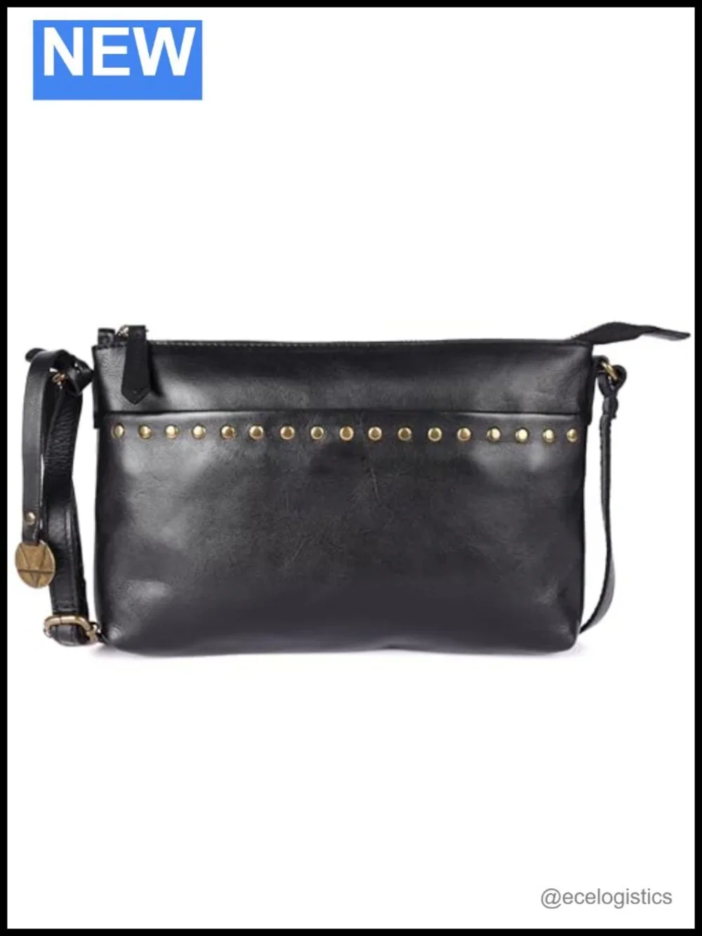 Italian Leather Boho Studded Crossbody Shoulder Bag